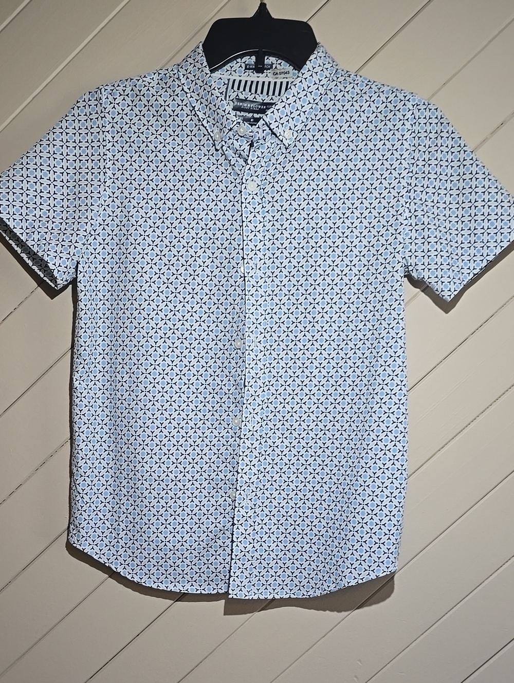 Boys 11/12. Denim & Flower Light Blue Short-Sleeve Button-Down Print